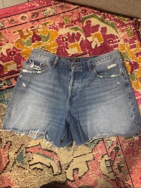Abercrombie & Fitch Light Blue Distressed Denim Cutoff Shorts